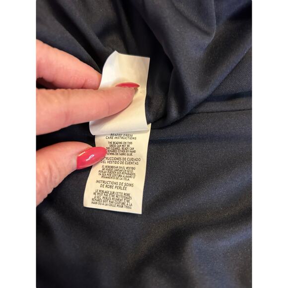 Betsy & Adam Navy Cocktail Dress with Jeweled Neckline -  Size 2 - Picture 10 of 13